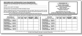 CL-209 NO IMPRINTING Organizer and Record of Estimated Tax Payments Envelope
