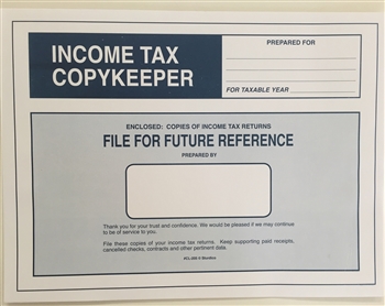 CL-206-IMP IMPRINTED Income Tax CopyKeeper - 9 1/2 x 12 5/8 WHITE