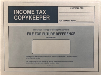 CL-206G-IMP IMPRINTED Income Tax CopyKeeper - 9 1/2 x 12 5/8 GREY