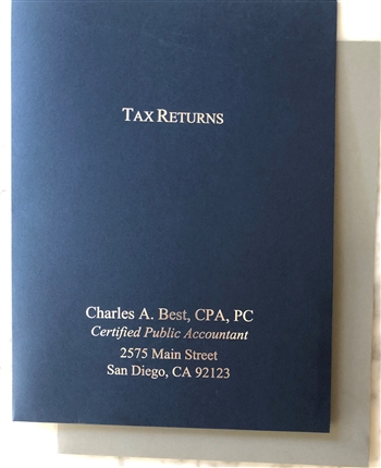CL-210 IMPRINTED Presentation Folder 2 Pocket Tax Return Foil
